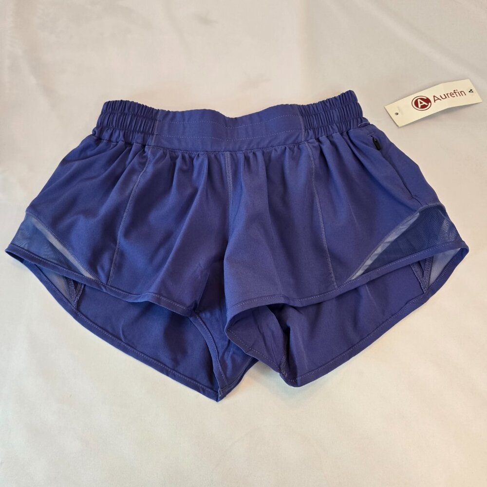 AUREFIN Women's Running Lightweight Workout Active Gym Shorts Sz XS Blue